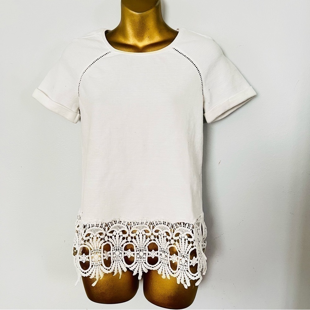 Saturday Sunday white coquette boho lace top